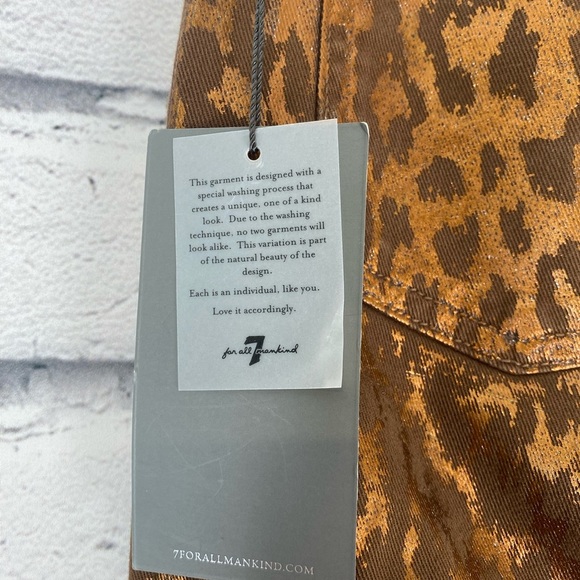 7 For All Mankind Metallic Gold & Brown Animal Print Leopard Skinny Jeans size 6 - Picture 11 of 16